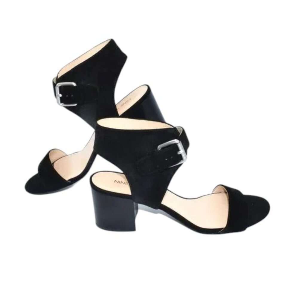 Nine West Big Buckle Sandals Chunky Heels
